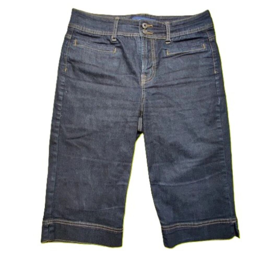 Bandolino Blu Women’s Denim Capri Pants Size 8 Dark Wash Stretch